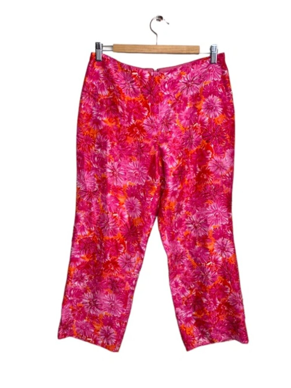 y2k Lillie Rubin pink silk floral capri pants